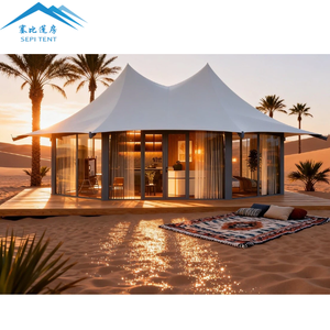 Lusso all'aperto PVDF tessuto prefabbricato casa Resort Glamping Lodge tenda per tutte le stagioni Twin picchi tenda Hotel con bagno - Product Image 2