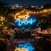 Enseigne néon LED personnalisée « Good Vibes » multicolore à lumière réglable pour la décoration de voitures, entreprises et bâtiments – Étanche IP54