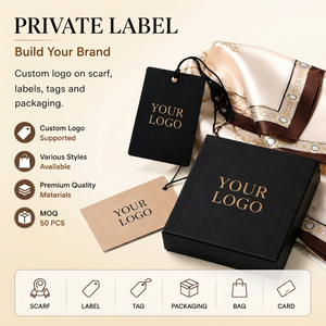 Écharpe en soie personnalisée de luxe, 100% soie de mûrier, écharpe carrée avec impression de logo, OEM, étiquette privée pour les marques de mode - Product Image 3