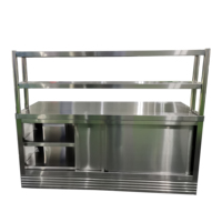 Bon prix Table de préparation de cuisine industrielle en acier inoxydable Armoire de rangement avant ouverte