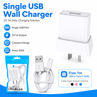 Chargeur mural USB simple SDL en stock, 5V 2.1A avec câble Type C, ensemble de chargeurs de téléphone promotionnels à bas prix, couleur aléatoire