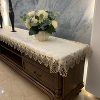 Nappe carrée en tissu dentelle à motif géométrique de style européen, anti-poussière, écologique et lavable, pour meuble TV, meuble à chaussures, salon
