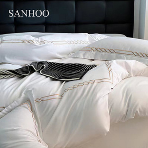 Sanhoo Sang Trọng Siêu Mềm Khăn Trải Giường 400 Chủ Đề Đếm Nữ Hoàng Vua Khách Sạn Bộ Đồ Giường Đặt 100% Cotton Khách Sạn Linen - Product Image 3