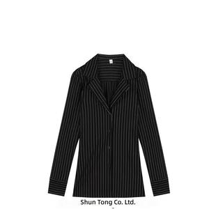 Lingerie Sexy Taglie Forti, Costume da Segretaria a Righe, Maniche Lunghe, Slim Fit, Lunghezza Media - Product Image 4