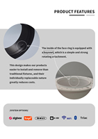 Cadre encastré réglable pour downlight LED, construction en aluminium, design moderne, utilisation intérieure, remplaçable, installation facile, garantie 3 ans