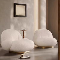 Fauteuil d'appoint Snow Pear avec revêtement en sherpa, style vintage Wabi Sabi, couleur crème, canapé paresseux individuel, confortable pour salon et chambre