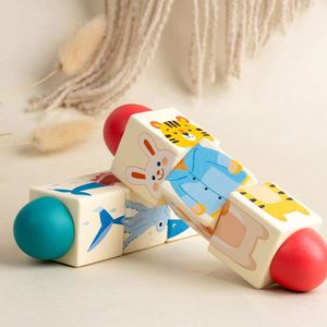 Baby First Gift Cute Toy Matching Pattern Rotating Spin Twist Blocks Eco-friendly Wooden Animal <b>Puzzle</b> - Product Image 6