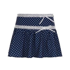 Minifalda de mujer con lunares, cintura natural, corte en A, ribete de encaje, fruncido y patchwork, ideal para el verano. - Product Image 6