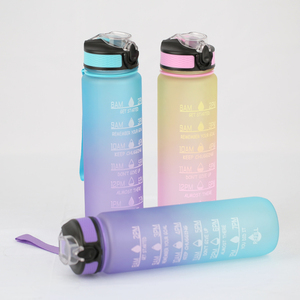 AilinGalaxy Custom 1L sport water bottle with time marker and straw lid outdoor gym plastic tritan motivational water bottle