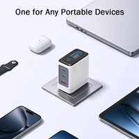 Chargeur USB C TKT 67W avec écran LCD numérique intelligent, 3 ports de charge rapide, affichage de la puissance en temps réel, adaptateur secteur pliable GaN pour iPhone
