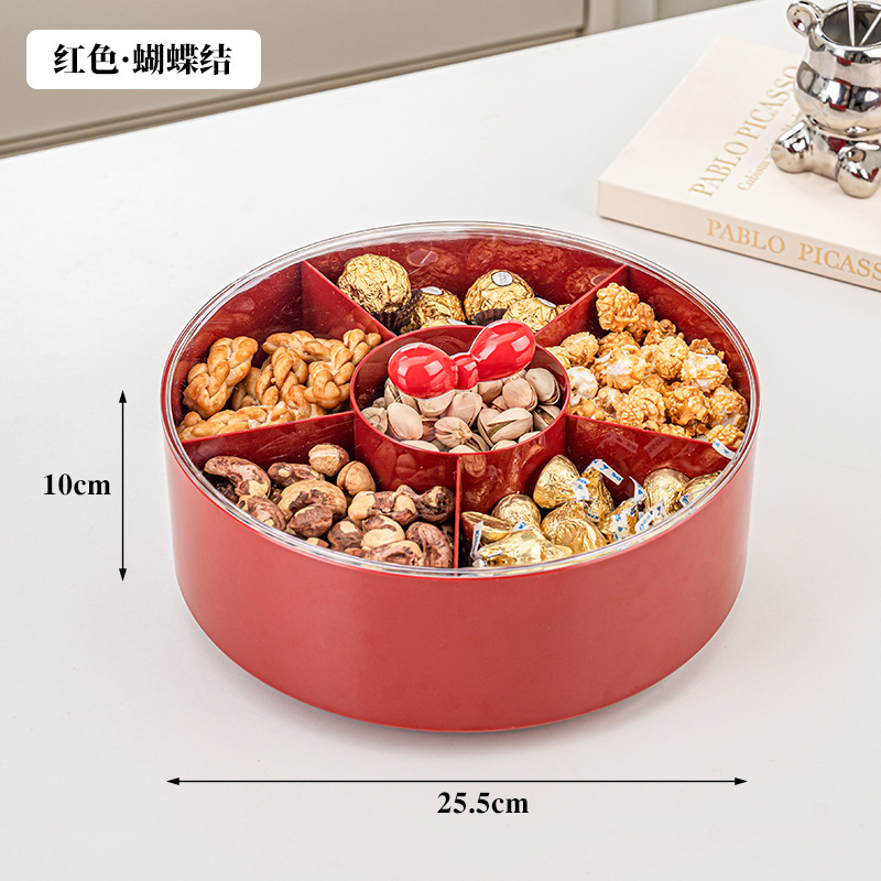 Red fruit platter [with lid - bow design]