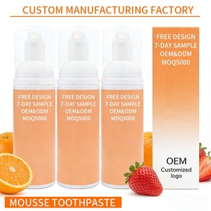 Mousse de nettoyage des dents pour <span class=keywords><strong>enfant</strong></span>, 50g, logo personnalisable, OEM/ODM, pour nettoyage en profondeur, saveur de fraise, orange, riche en progis vitamine C - Product Image 1