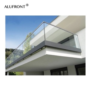 Base en profilé d'aluminium 6063 de style moderne Pont à chaussures linéaire en <span class=keywords><strong>U</strong></span> Garde-corps de balcon en verre sans cadre pour villas - Product Image 2
