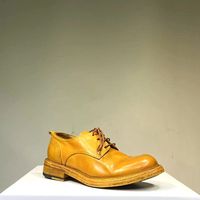 MOROSO Chaussures Derby à lacets pour homme, sur mesure, en cuir de cheval lavé, avec construction Goodyear Welted, teintes à la rouleau et au cuir en cuvée, pour le bureau