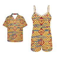 Nouveauté, vêtements de couple assortis de haute qualité, chemise hawaïenne à imprimé tropical pour homme ou combinaison à col en V pour femme avec poches