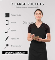 Tablier noir unisexe avec 2 poches spacieuses Lavable en machine Tablier de cuisine réglable pour femmes et hommes Chef