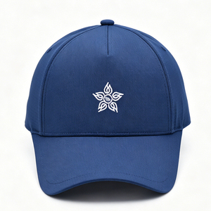 Breathable Perforated Navy 5-Panel <b>Baseball</b> <b>Cap</b> with Puff Printing Letter Design Sporty Summer Outdoor Sunhat Common Fabric - Product Image 2