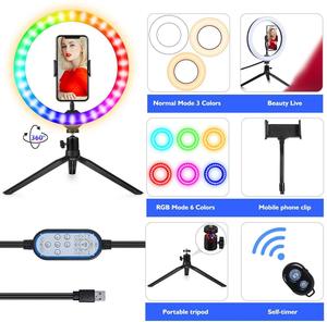 Anneau lumineux LED RVB professionnel coloré de 10,2 pouces, best-seller, pour diffusion en direct et maquillage TikTok - Product Image 5