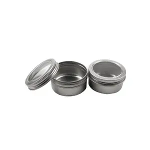 10g aluminium jar 10ml -300ml small metal tin round boxes container cans with PVC clear window slip lid aluminum coffee pot