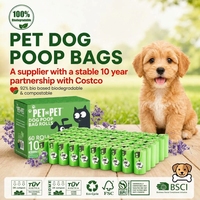 Sacs à déjections canines parfumés personnalisés biodégradables et compostables recyclés vert lavande avec logo OEM en rouleau