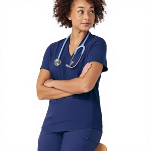 Ensemble de Blouse et Pantalon Médical pour Femme, Col en V, Manches Courtes, Uniforme d'Infirmière, Tenue de Travail Personnalisée pour le Secteur de la Santé, OEM pour Professionnels de la Santé - Product Image 3