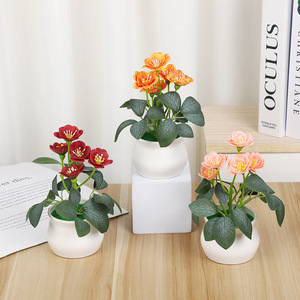 Rose artificielle en pot Yiwu Datuo Florist, 15x18 cm, décoration réaliste pour la maison, le bureau, l'hôtel, le restaurant - Product Image 2