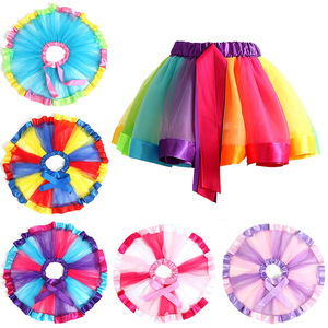 Gonna Tutu Colorata per Bambine con Bordo in Nastro, Accessori per Feste di Compleanno, Abito in Tulle con Paillettes a Stella, Articoli per Eventi per Bambini, Vendita all'Ingrosso - Product Image 1