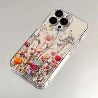 Für iPhone 17 Air 16 13 14 Pro Max Transparente Stoßfeste Schutzhülle Rückseite Modische Blumen Handyhülle