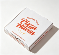 Boîte à pizza blanche haute brillance personnalisée, résistante à la graisse, jetable, pour café, restaurant, vente en gros