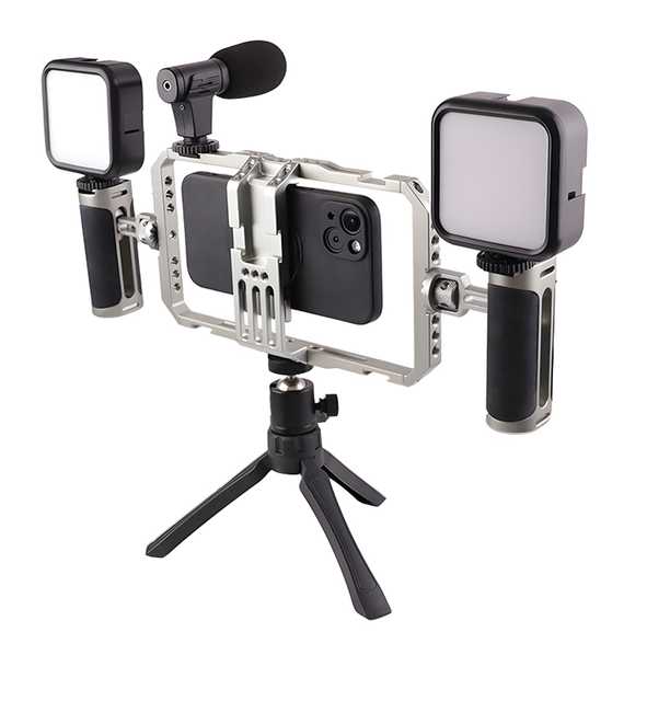 U Rig Portable Aluminium Alloy Smartphone Video Rig Filmmaking Vlogging Case Phone Video Stabilizer Grip Tripod Mount 5600K