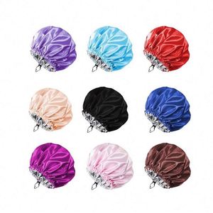 Bonnet de nuit en satin réglable avec logo personnalisé, grand format, doux pour les cheveux, pour femmes et filles, cadeaux promotionnels - Product Image 1