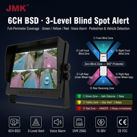 Écran tactile HD IPS 10,1 pouces, système de détection d'angle mort 6CH BSD, moniteur de voiture, enregistrement vidéo AHD DVR pour camion, bus, remorque, camping-car