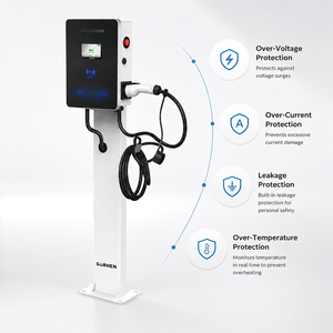 Estación de Carga para Vehículos Eléctricos (VE) de CA, Montada en el Suelo, 3.5kW-22kW, con Pantalla Táctil y Control RFID, para Uso Doméstico y Comercial - Product Image 4