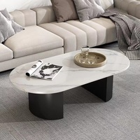 Ensemble de table basse en pierre de roche dorée de luxe moderne SWT, table basse ovale en marbre pour salon