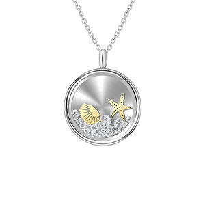 Médaillon de couple en forme de diamant, pierre naturelle, étoile de mer et coquille, <span class=keywords><strong>moules</strong></span>, collier en acier inoxydable, <span class=keywords><strong>photos</strong></span> en verre, pour hommes et femmes - Product Image 3