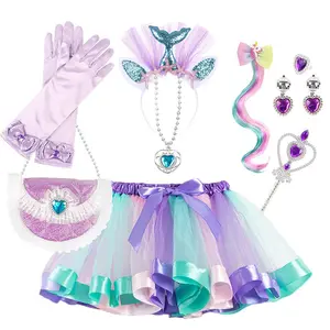 Conjunto de brinquedo de princesa, vestido delicado, adereços de performance e joias para meninas fingir jogar, acessórios de princesa