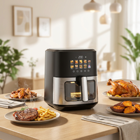 Friteuse à air populaire de 6 L en acier inoxydable avec chauffage rapide, fenêtre de cuisson, écran tactile numérique électrique, pour usage domestique
