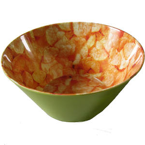 Caja de plástico para palomitas de melamina, bol con rayas azules y blancas de 32oz - Product Image 5