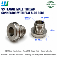 Raccord à bride en acier inoxydable avec filetage externe, trou intérieur à rainure plate, connexion filetée tournée avec précision