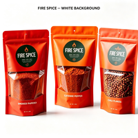 Pochette personnalisée à fermeture éclair, Doypack mat rouge-orange de qualité alimentaire pour l'emballage de condiments, d'épices séchées et d'herbes aromatiques en détail