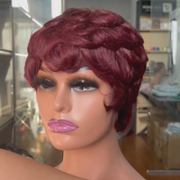 Perruques Lace Front en Cheveux Humains Naturels, Courts Bouclés, Brésiliens, Remy, à Cuticules Alignées, Densité 150%, Teinte Blonde
