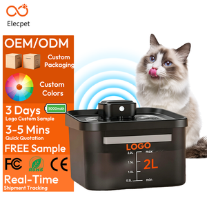<span class=keywords><strong>Fontaine</strong></span> à eau sans fil pour animaux Elecpet 2L 67oz, 5000mAh, silencieuse, filtre à 3 étapes, distributeur d'eau pour chat - Product Image 1
