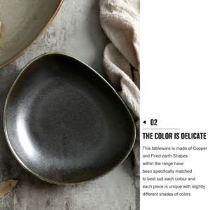 Directo de fábrica al por mayor hotel irregular porcelana negro comedor placas restaurante de cerámica negro mate cena profundo plato - Product Image 4
