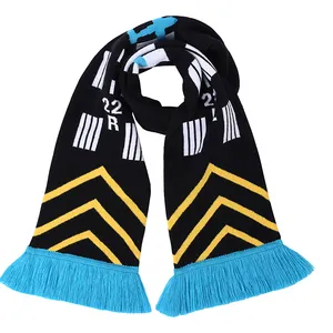 OEM Double Sides Knitted Jacquard Winter Warm Sports Fans Scarf Custom Football Team Clubs Souvenir Scarf