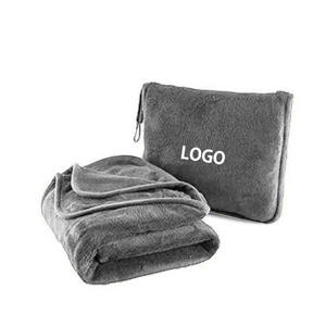 <span class=keywords><strong>Manta</strong></span> de viaje de franela de punto sólido personalizada-<span class=keywords><strong>Manta</strong></span> de almohada de sofá gruesa de lana de viaje de oficina portátil 2 en 1 - Product Image 1