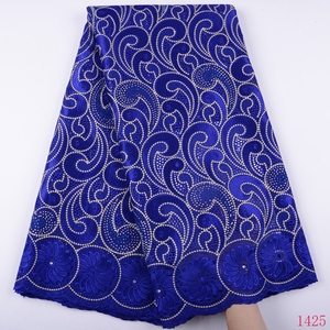 Tela de encaje africano de algodón suizo de alta calidad, tejido bordado de gasa nigeriana suiza para vestido de boda, 1425 - Product Image 3