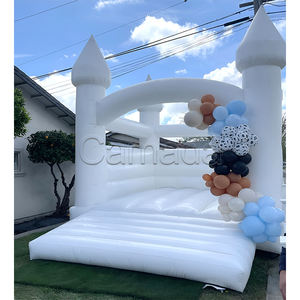 Château gonflable commercial écologique tout blanc de 13 pieds x 13 pieds, capacité de 800 kg, location pour fêtes, comprenant un souffleur et des kits de réparation - Product Image 4