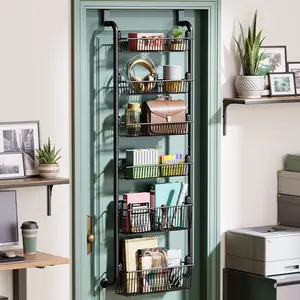Storage <strong>Baskets</strong> 6 Layers Door Hook Storage Rack Without Punching Back <strong>Hanging</strong> Home Organize Mesh Metal <strong>Wire</strong> Other Storage <strong>Basket</strong> - Product Image 1