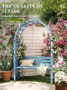 <span class=keywords><strong>Arche</strong></span> de jardin semi-circulaire <span class=keywords><strong>en</strong></span> <span class=keywords><strong>bois</strong></span> finlandais <span class=keywords><strong>pour</strong></span> fleurs et plantes grimpantes, avec siège, <span class=keywords><strong>pour</strong></span> cour et balcon, bleue - Product Image 1