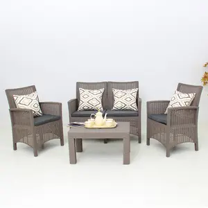 Hot Selling Plastic Outdoor Wicker Sofa Set Rattan Patio Furniture